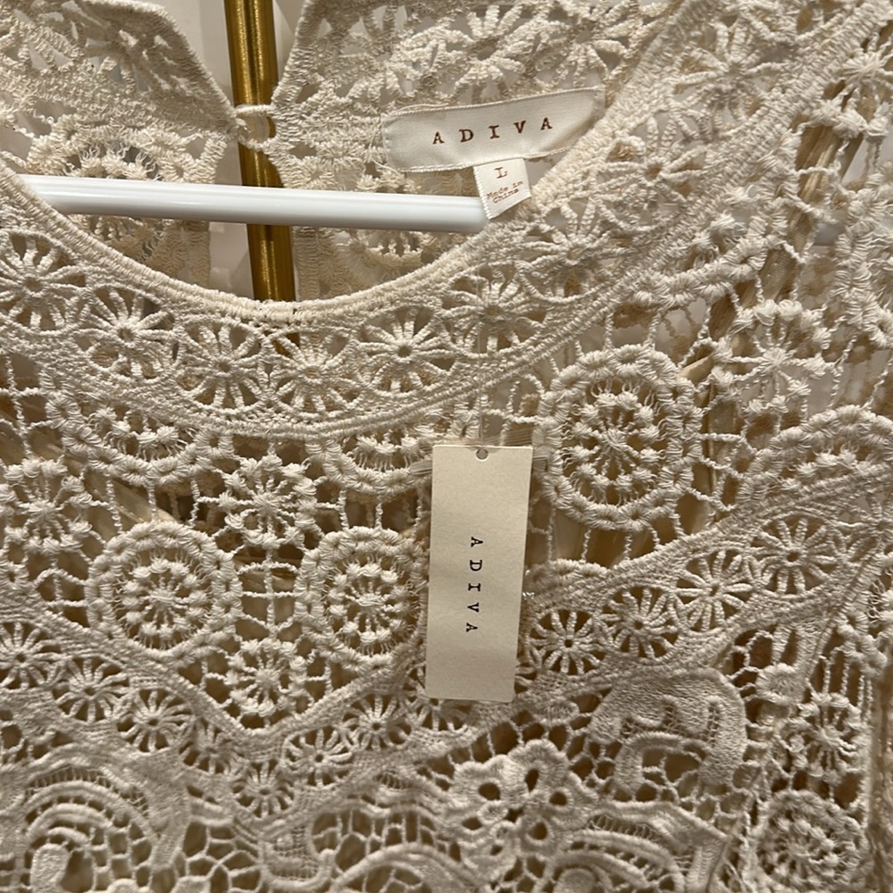 NWT Adiva Elegant Lace Women’s Top in Cream - Picture 3 of 6